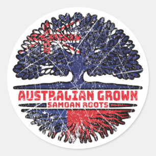 Samoa Samoan Australian Australia Tree Roots Flag Classic Round Sticker