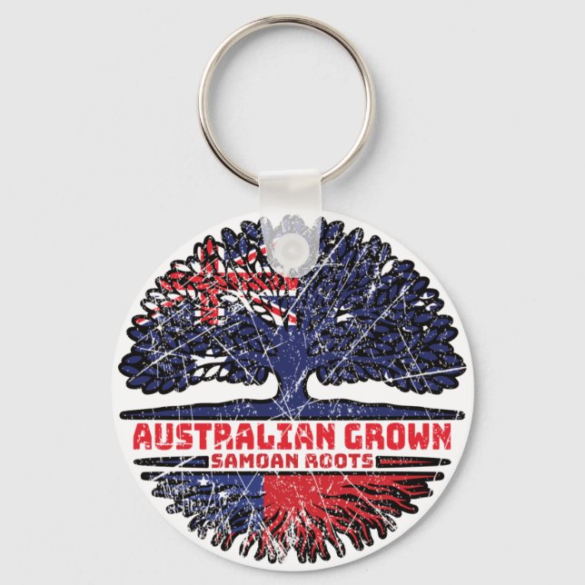 Samoa Samoan Australian Australia Tree Roots Flag Keychain (Front)