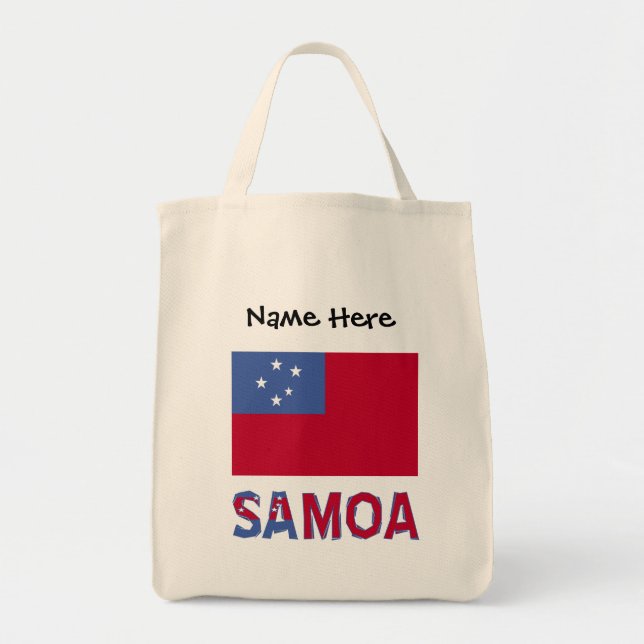 Samoa Samoan Flag Black Personalization  Tote Bag (Front)