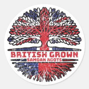 Samoa Samoan Uk United Kingdom British Tree Roots Classic Round Sticker