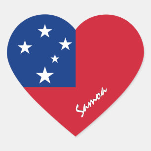 Samoa Sticker, Heart, Patriotic Samoan Flag Heart Sticker