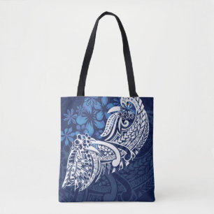 Samoan - Hawaiian - Polynesian Blue Tribal Print Tote Bag