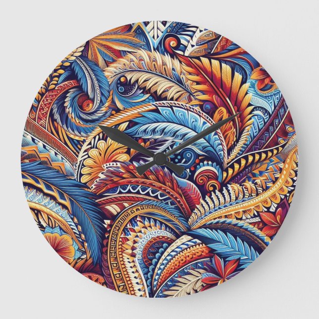 samoan , polynesian  culture inspired pattern large clock (Front)