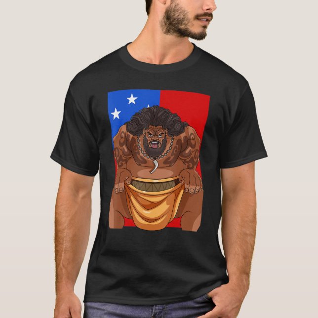 Samoan Pride Polynesian Haka Dance Samoa Flag T-Shirt (Front)
