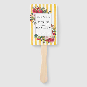 Samoan Sun Yellow Wedding Invitation Hand Fan