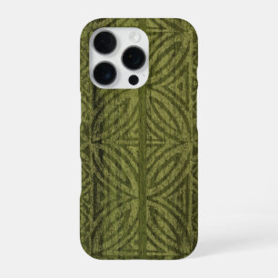 Samoan Tapa Hawaiian Faux Wood Green Surfboard  iPhone 16 Pro Case
