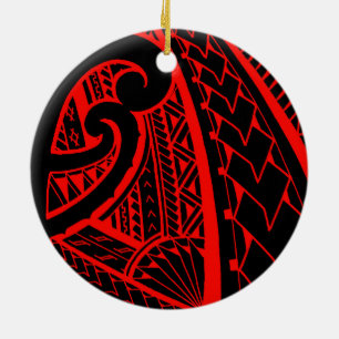 Samoan tribal tattoo design with spearheads ceramic ornament