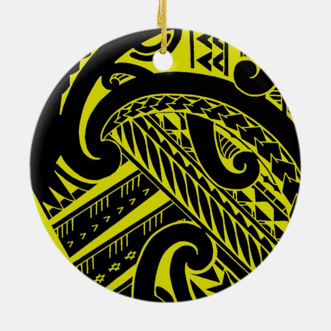 Samoan tribal tattoo design with spearheads ceramic ornament (Back)