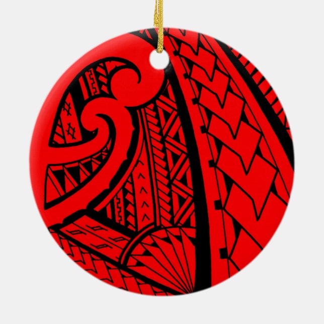 Samoan tribal tattoo design with spearheads ceramic ornament (Back)