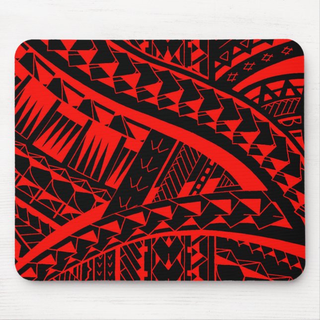Samoan tribal tattoo pattern with spearheads art mouse pad (Front)