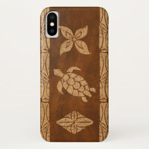 Samoan Turtle Totem Faux Koa Wood Surfboard Case-Mate iPhone Case