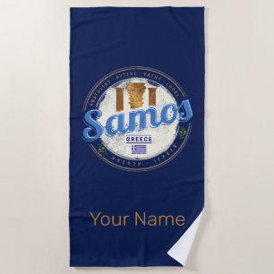 Samos island in Greece retro vintage vacation Beach Towel