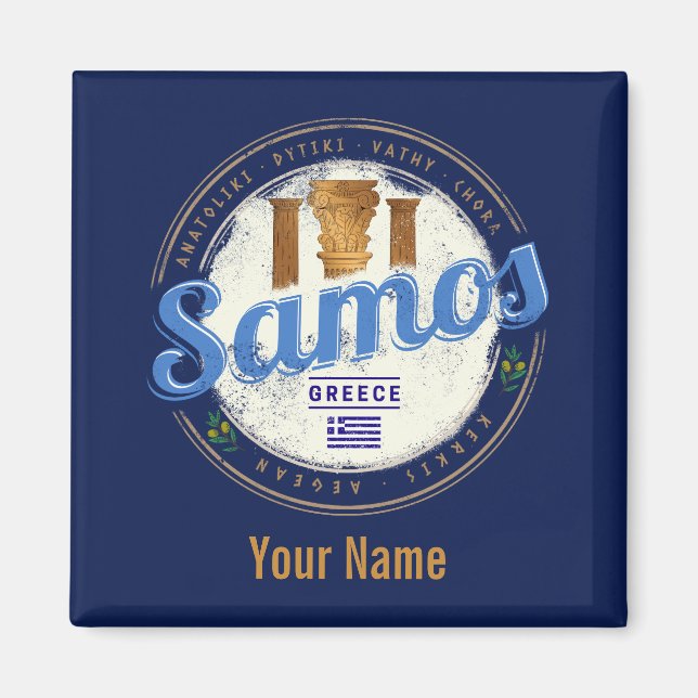 Samos island in Greece retro vintage vacation Magnet (Front)