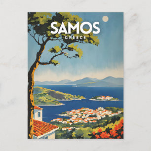 Samos Travel Poster Postcard