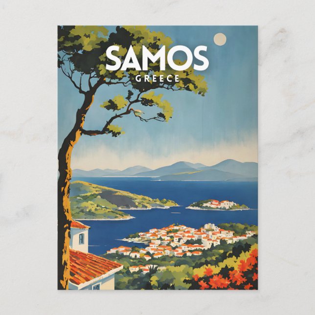 Samos Travel Poster Postcard (Front)