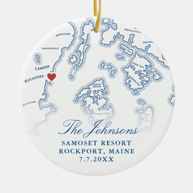 Samoset Resort Rockport Wedding Photo Christmas Ceramic Ornament (Front)