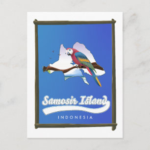 Samosir Island Indonesia travel map Holiday Postcard