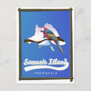 Samosir Island Indonesia travel map Invitation Postcard