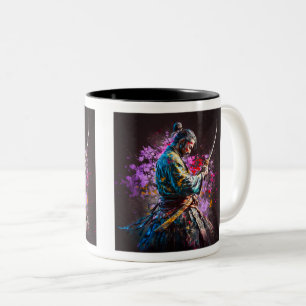 Samouraï Peinture Mug à deux tons, 11 oz