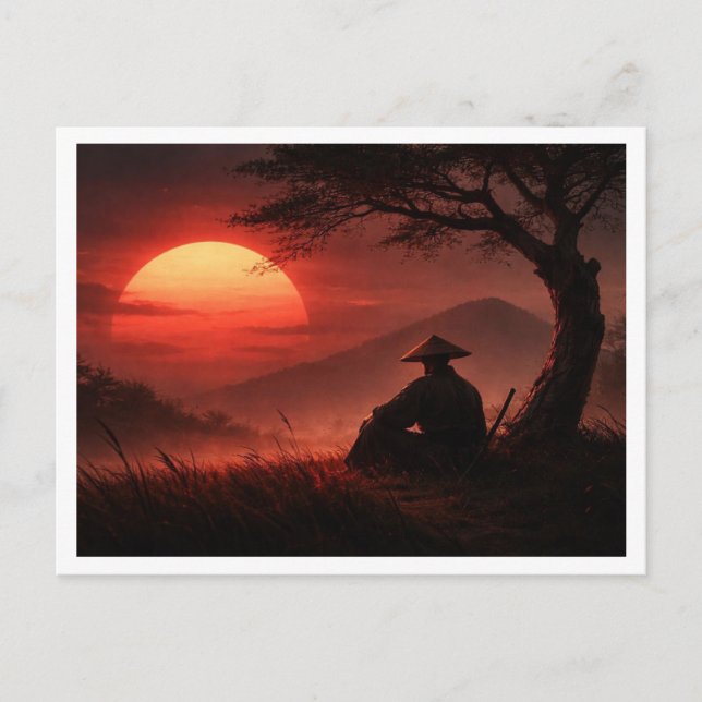 Samouraï solitaire. Carte postale (Devant)
