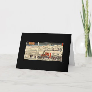 Samouraïs attaquant dans la carte de voeux de