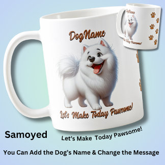 Samoyed, Add Dog's Name, Change Text Coffee Mug