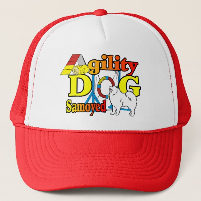 Samoyed Agility Gifts Trucker Hat (Front)