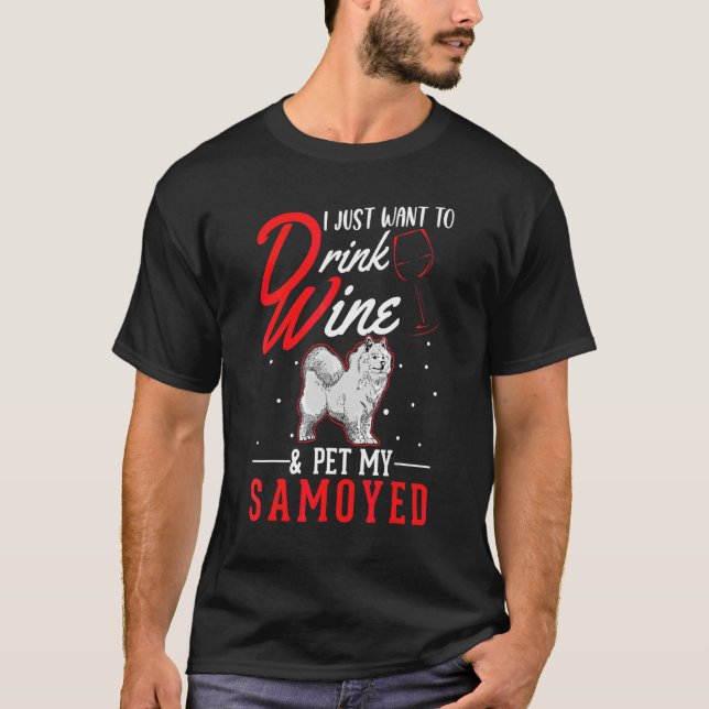 Samoyed And Wine T-Shirt (Front)