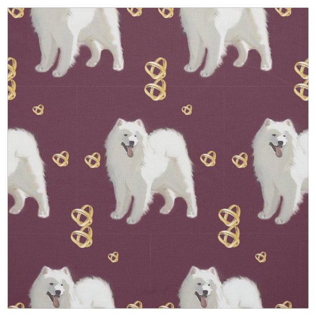 Samoyed Anniversary Pattern Fabric (Swatch)