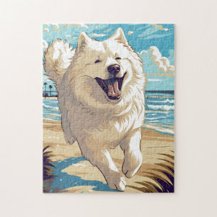 Samoyed at the beach jigsaw puzzle
