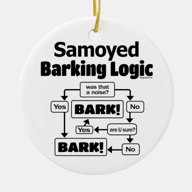 Samoyed Barking Logic Ceramic Ornament (Front)