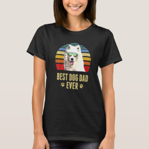 Samoyed Best Dog Dad Ever Retro Sunset T-Shirt