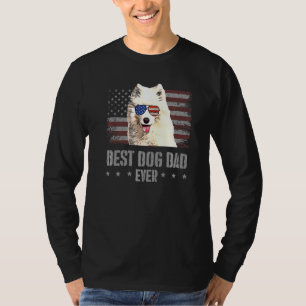 Samoyed Best Dog Dad Ever Retro Usa American Flag T-Shirt