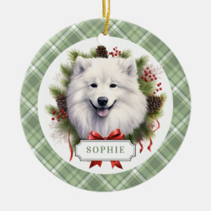 Samoyed Ceramic Circle Ornament