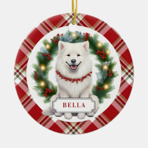 Samoyed Ceramic Circle Ornament