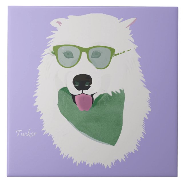 Samoyed Ceramic Tile (Front)