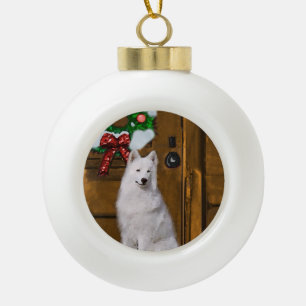 Samoyed Christmas Ceramic Ball Christmas Ornament