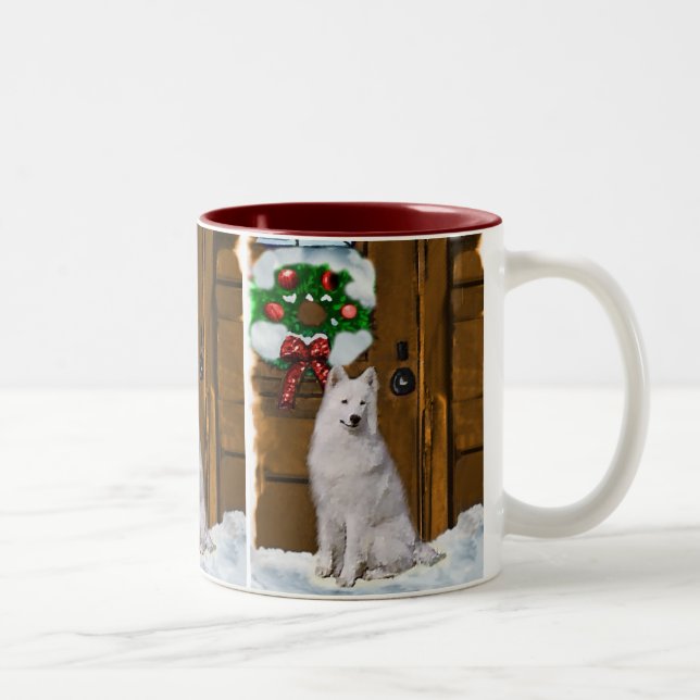 Samoyed Christmas Gifts Two-Tone Coffee Mug (Right)