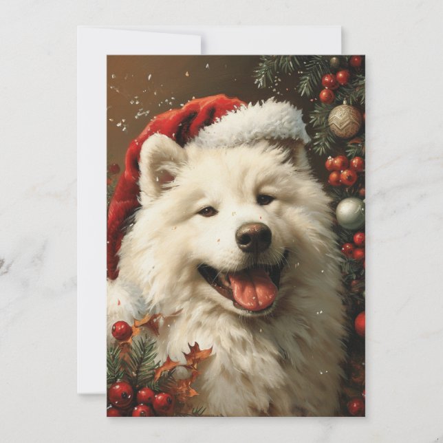 Samoyed Christmas  Holiday Card (Front)