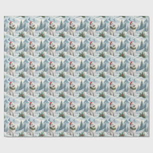 Samoyed Christmas Wrapping Paper, Winter Dog Gift  Paper