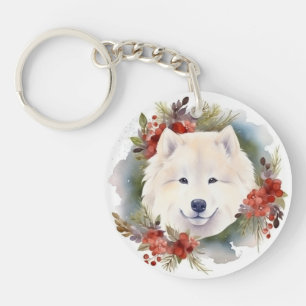 Samoyed Christmas Wreath Festive Pup