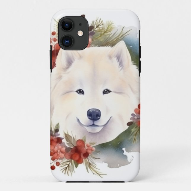 Samoyed Christmas Wreath Festive Pup  Case-Mate iPhone Case (Back)