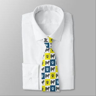 Samoyed Cute Dog Silhouette Yellow n Blue Paw Tie