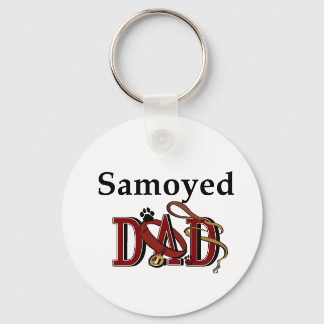 Samoyed Dad Gifts Keychain (Front)