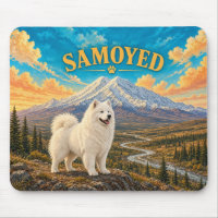 Samoyed, Denali Slope Vintage Watercolor