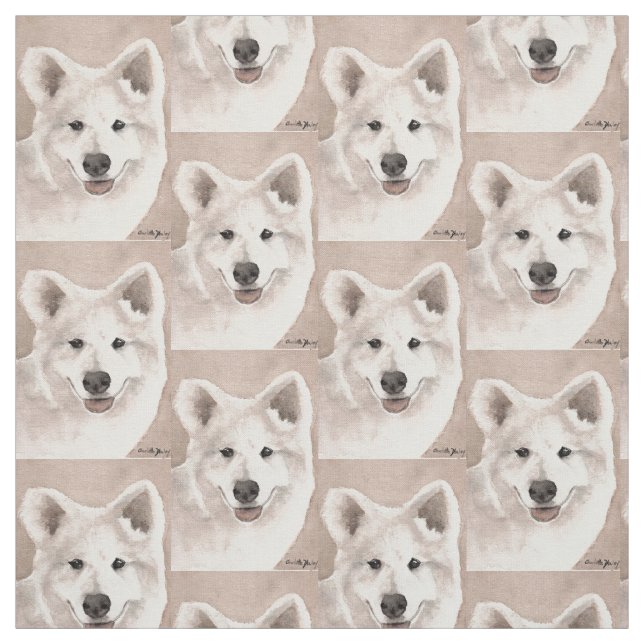 Samoyed Dog Art Fabric (Swatch)