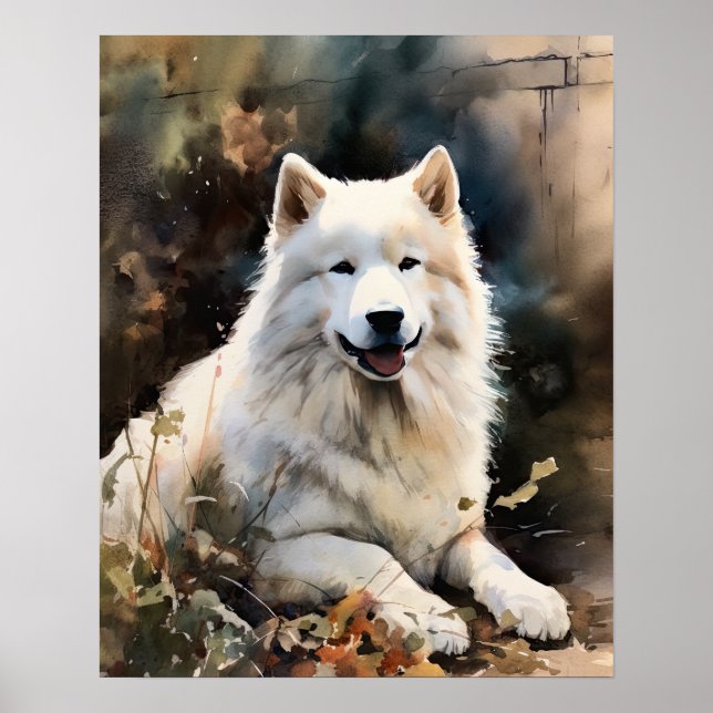 Samoyed Dog Art Print Poster (Front)