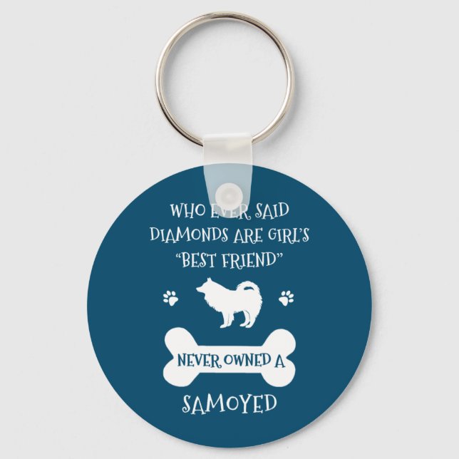 Samoyed Dog Best Friend Keychain (Front)