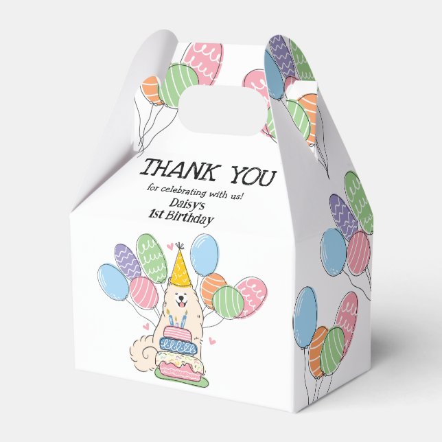 Samoyed Dog Birthday Thank You Favour Box (Front Side)
