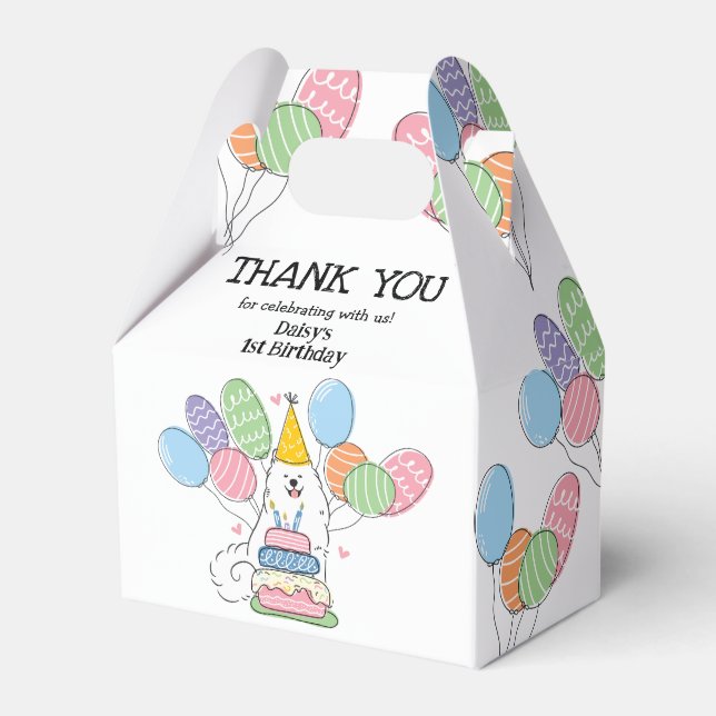 Samoyed Dog Birthday Thank You Favour Box (Front Side)